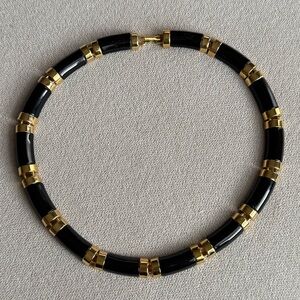 Vintage 70’s-80’s Napier Black & Gold Tone Link Necklace